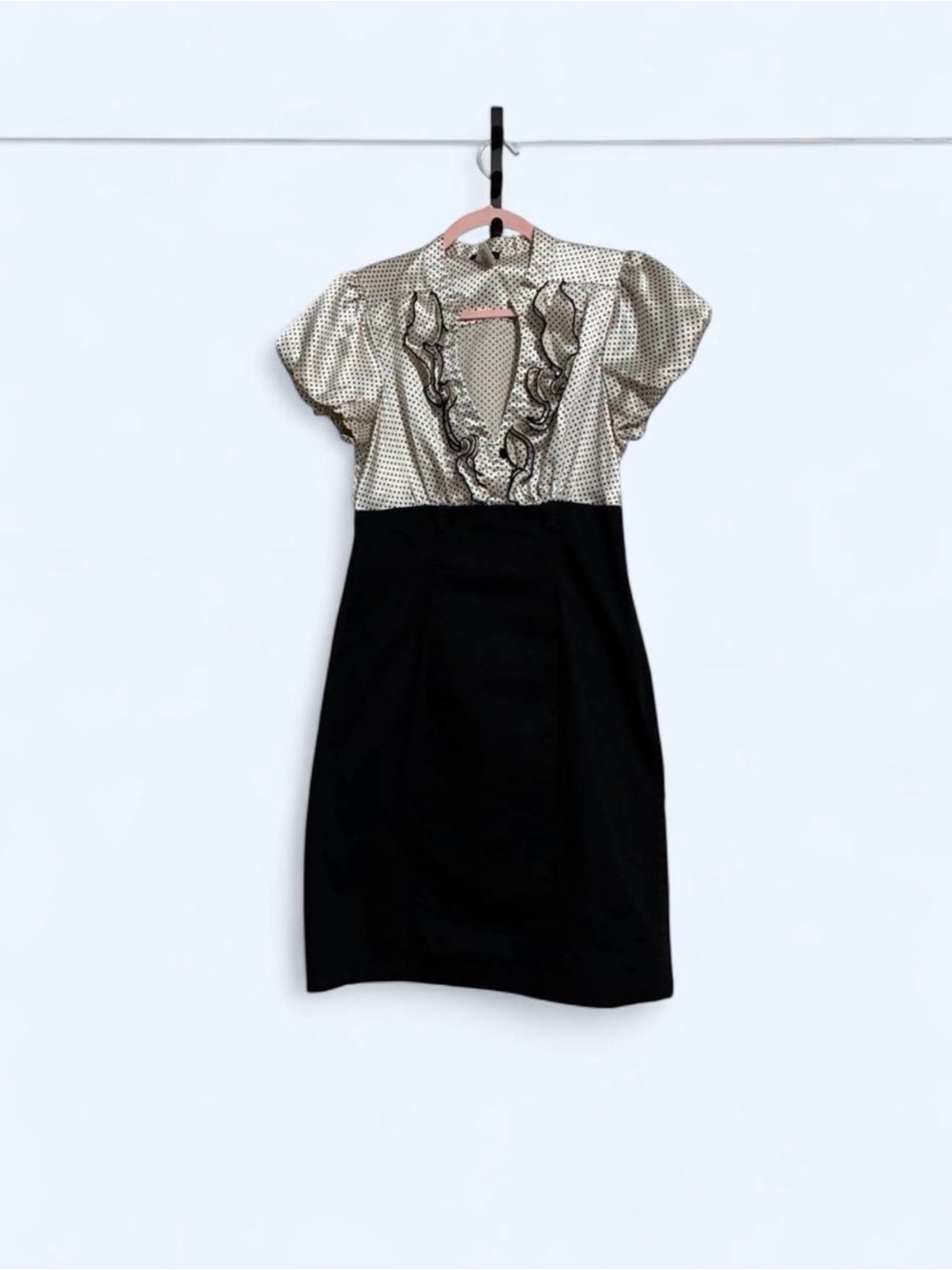 Maurices Cream Polka Dot & Black Midi Dress